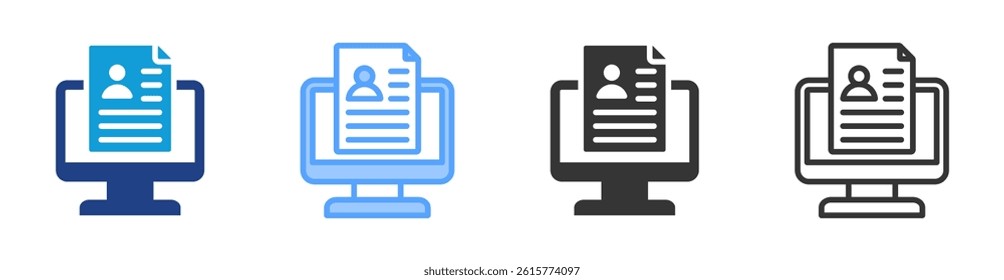 Online Assessment icon set multiple style collection