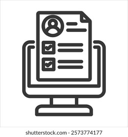 Online Assessment Outline Icon Vector Illustration