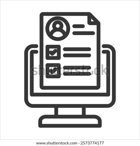 Online Assessment Outline Icon Vector Illustration