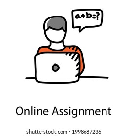 Doodle-Symbol für Online-Zuweisungen, bearbeitbarer Vektorgrafik 