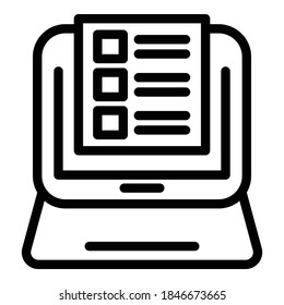 Online assignment icon. Outline online assignment vector icon for web design isolated on white background