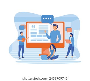 Online assistant 1 Concept. Virtual help service. Advises client. Customer and operator, online technical support. flat vector modern illustration 