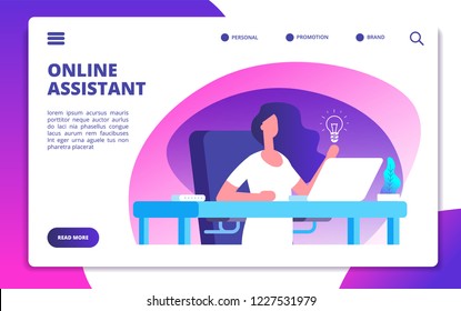 Online assistant. Customer global service, woman hotline operator advises clients. Virtual technical support vector concept