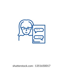 Online assistant line icon concept. Online assistant flat  vector symbol, sign, outline illustration.