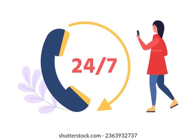 Online assistant and support online around the clock. Vector of service online, customer help illustration illustration