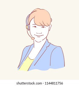 Online assistant support operator hand drawn style vector doodle design illustrations