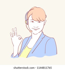 Online assistant support operator hand drawn style vector doodle design illustrations