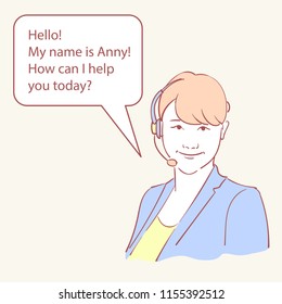 Online assistant support operator hand drawn style vector doodle design illustrations