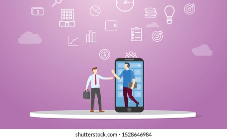 online assistant technology service concept with modern flat style - vector