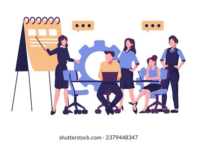 online assistant at work. promotion in the network. manager at remote work, searching for new ideas solutions, working together in the company, brainstorming