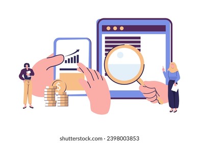 Online-Assistenzkraft bei der Arbeit. Förderung im Netz. Manager bei Remote-Arbeit flache Illustration