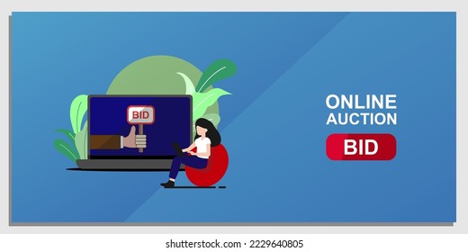online auction concept illustration. vector eps