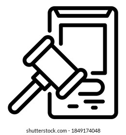 Icono de subasta en línea. Icono de vector de subasta en línea de esquema para diseño web aislado en fondo blanco