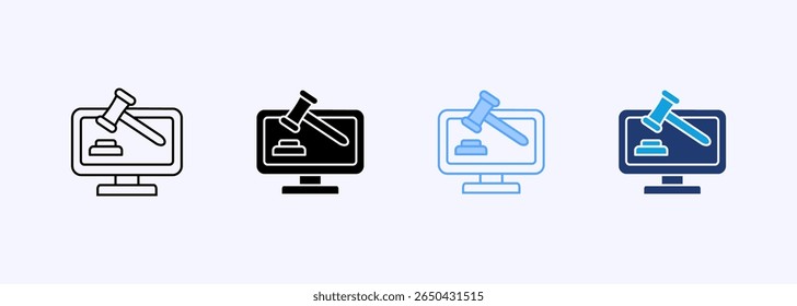 Online Auction Icon Set Multiple Style Collection