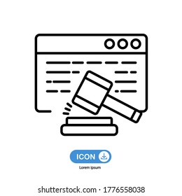 vector de icono de subasta en línea violado en fondo blanco