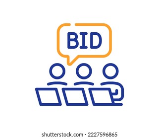 Online auction line icon. Bid offer sign. Raise the price up symbol. Colorful thin line outline concept. Linear style online auction icon. Editable stroke. Vector