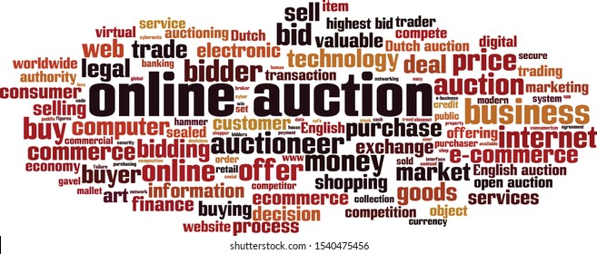 Online Auction Word Cloud Concept. Collage Made Of Words About Online Auction. Vector Illustration 