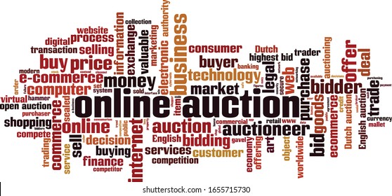 Online auction word cloud concept. Collage made of words about online auction. Vector illustration 