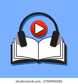 Ícone de aprendizado de livro de áudio online ilustração sinal design vetor