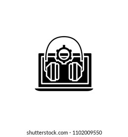 Online audio lessons black icon concept. Online audio lessons flat  vector symbol, sign, illustration.