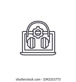 Online audio lessons linear icon concept. Online audio lessons line vector sign, symbol, illustration.