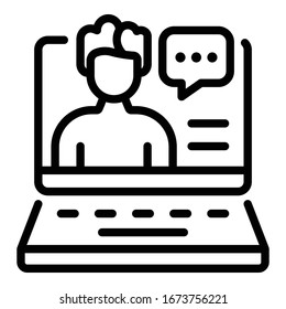 Online audit report icon. Outline online audit report vector icon for web design isolated on white background