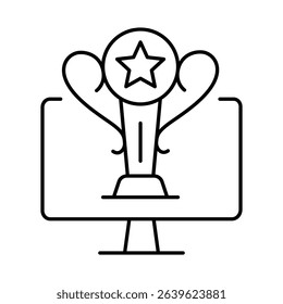 Online Award Line Icon. E-learning, Education, Teaching, Online Study Icons Editable Stroke Vector Illustration