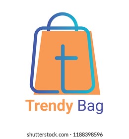 Online bag shops logo. logotype of shopping center. Fashion city  shopping bag