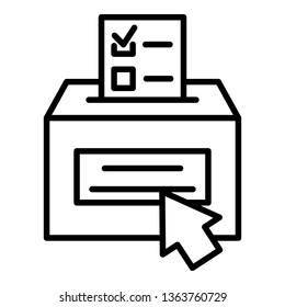 Online ballot box icon. Outline online ballot box vector icon for web design isolated on white background