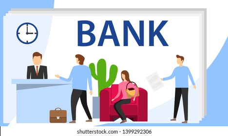 Online Bank Business Character Typography Banner. Online banking modern flat design concept. Landing page template. Modern flat vector illustration concepts for web page, website and mobile website. 