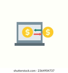online, bank flat icon, isolated icon in light background, perfect for website, blog, logo, graphic design, social media, UI, mobile app