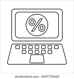 Online Bank Loan Icon, Line Vector graphics