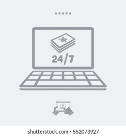 Online bank service 24/7 - Yen - Vector flat icon