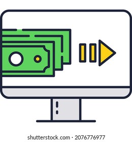Online bank vector. Virtual finance payment icon. Financial credit pay via digital card. Electronic money. Computer account for currency transaction