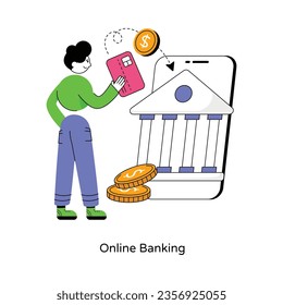 Online Banking abstract concept vector in a flat style stock illustration