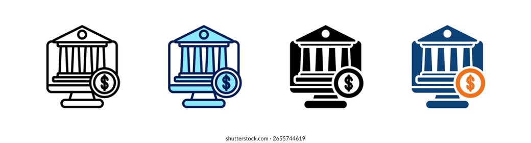 Online Banking All In One Icon Multi Styles Vector Set