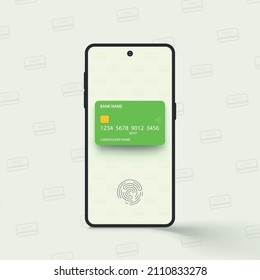 online banking app on smartphone front view