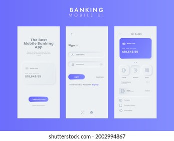 Online banking app screens, Mobile UI. 