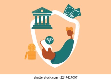 Online banking application user on smartphone. Data security on a mobile device. Ensuring reliable payments with the help of Internet wireless technologies. Making transactions over the network.