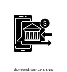 Online banking black icon, vector sign on isolated background. Online banking concept symbol, illustration 