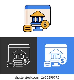 Online Banking with Coin Icon Illustration
