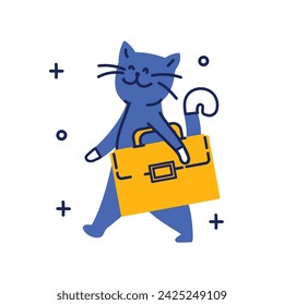 Online banking concept with cute cat. Flat vector illustration template, Banking investment, Deposits, Exchanges, Money protection, Savings and finance, E-wallet, Digital banking