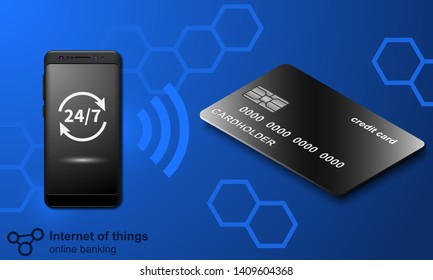 Online banking concept. Internet of things vector illustration.