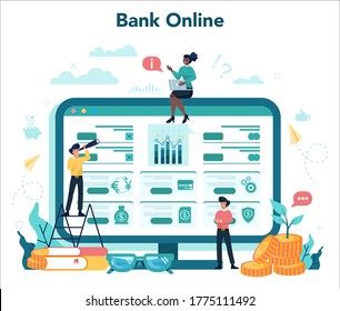 Online banking concept. Making financial operations such as payment and investment using digital device. Money transaction online. Isolated vector illustration in cartoon style