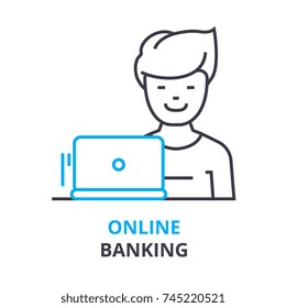 online banking concept , outline icon, linear sign, thin line pictogram, logo, flat illustration, vector