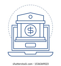 Online banking concept. Outline thin line illustration. Isolated on white background. Flat style. 