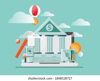 online banking concept, vector illustration flat design