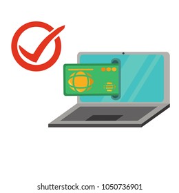 Online banking. Credit card and laptop. Vector