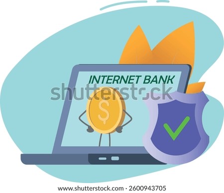 Online banking customer service, transaction security. Vector illustration online banking