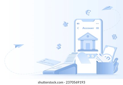 Online banking and digital wallet concept. Easy contactless payment with NFC (Near Field Communication), financial transaction, currency exchange. Flat vector design illustration.